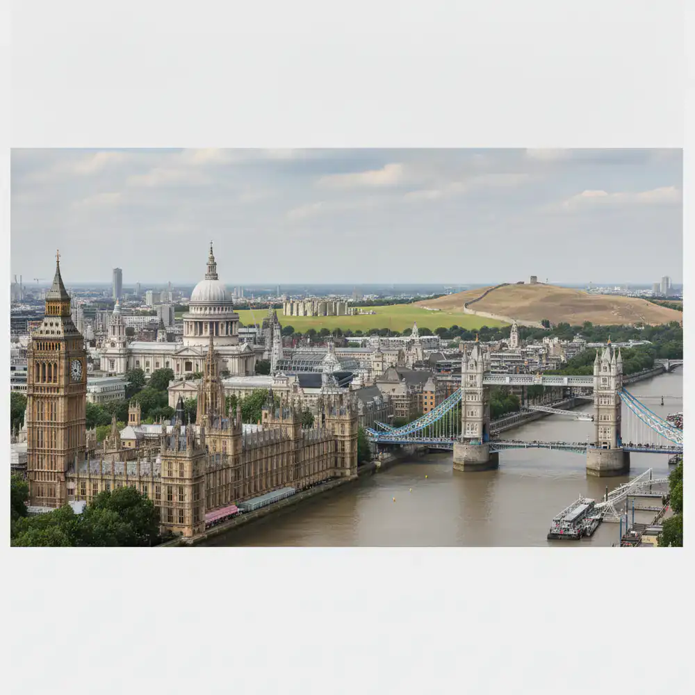 Panoramic view of iconic English landmarks