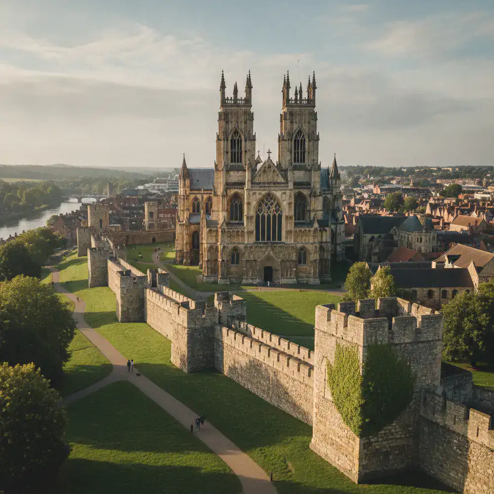 The historic York Minster and city walls